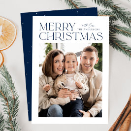 Cartão De Festividades Foto Moderna de Natal com Azul Marinho