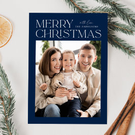 Cartão De Festividades Foto Moderna de Natal da Marinha Feliz Natal