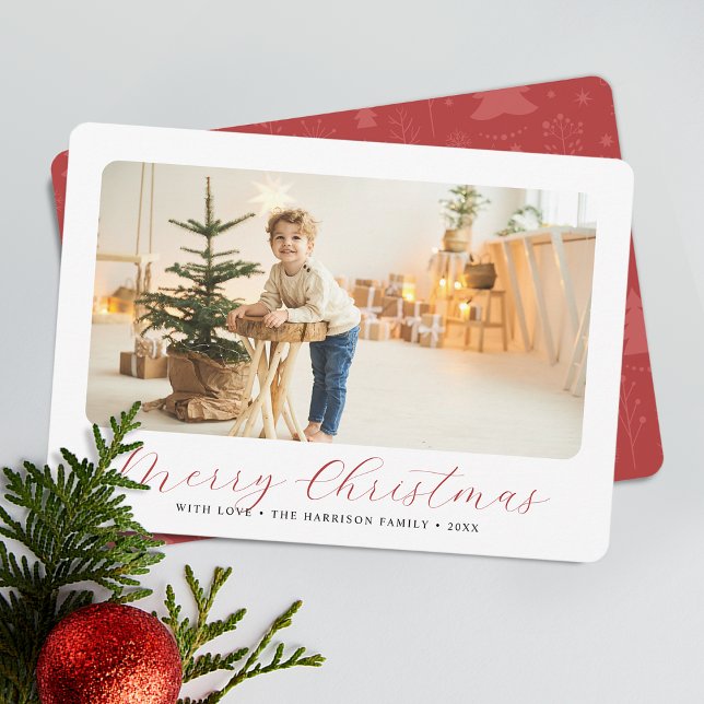 Cartão De Festividades Foto moderna de Natal minimalista (Minimalist Merry Christmas Modern Photo Holiday Card)