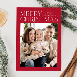 Cartão De Festividades Foto Moderna de Natal Vermelho Feliz Natal