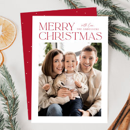 Cartão De Festividades Foto Moderna de Natal Vermelho Feliz Natal