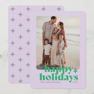 Cartão De Festividades Foto Moderna e Ousada Lavanda Roxo Gráfico