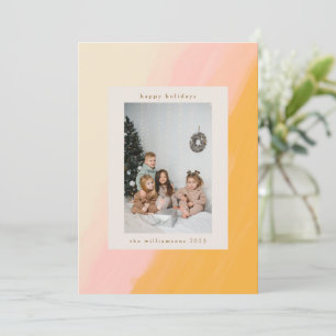 Cartão De Festividades Foto moderna em aquarela cor-de-rosa e amarelo Boh