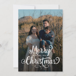 Cartão De Festividades Foto moderna - Feliz Escrito elegante de Natal Hol