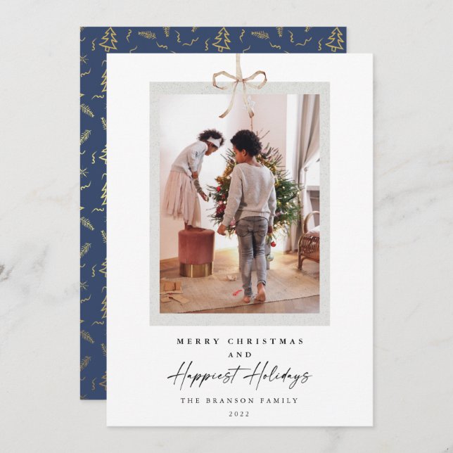 Cartão De Festividades Foto Moderna Feliz Natal Feliz (Frente/Verso)