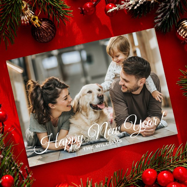 Cartão De Festividades Foto Moderna Mínima de Ano Novo Feliz  (Criador carregado)