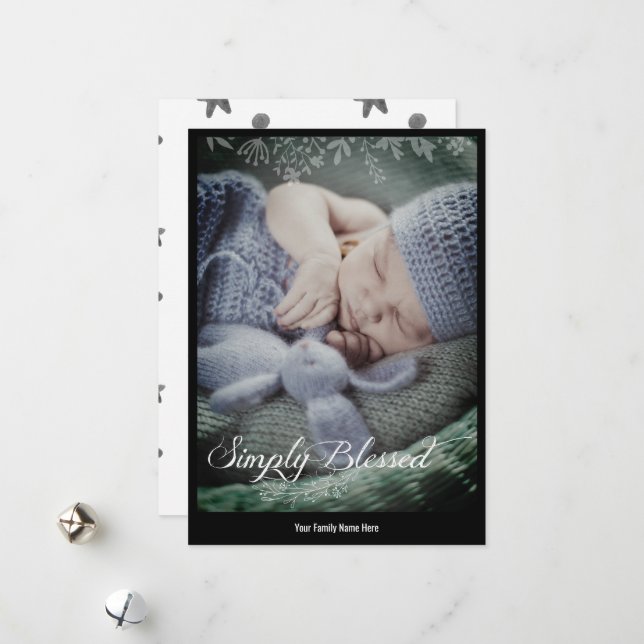 Cartão De Festividades Foto moderna simples | Simplesmente abençoado (Frente/Verso In Situ)