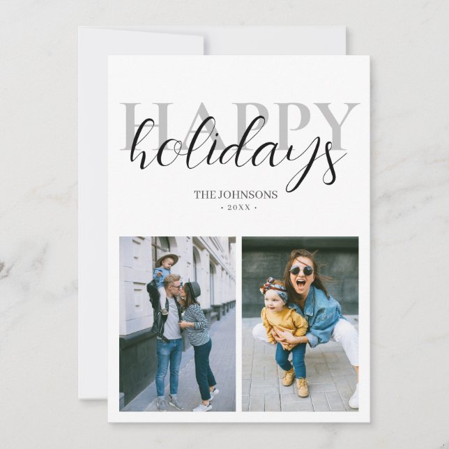 Cartão De Festividades Foto moderna sobre feriados felizes (Frente)