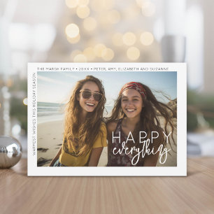Cartão De Festividades Foto Moderno Feliz Tudo Minimal Borda Branca