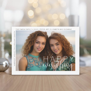 Cartão De Festividades Foto Moderno Feliz Tudo Mínimo Branco Borda