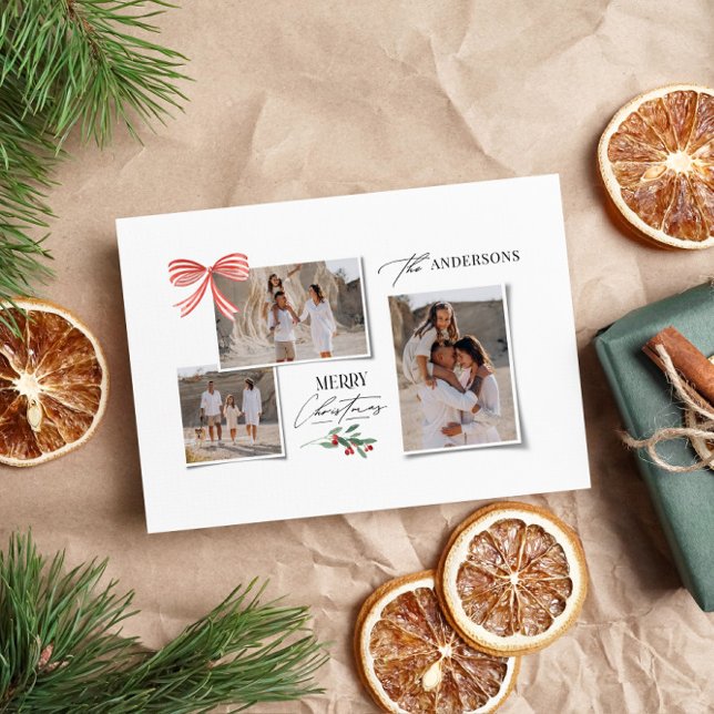 Cartão De Festividades Foto multiarco vermelho tradicional e elegante (Criador carregado)