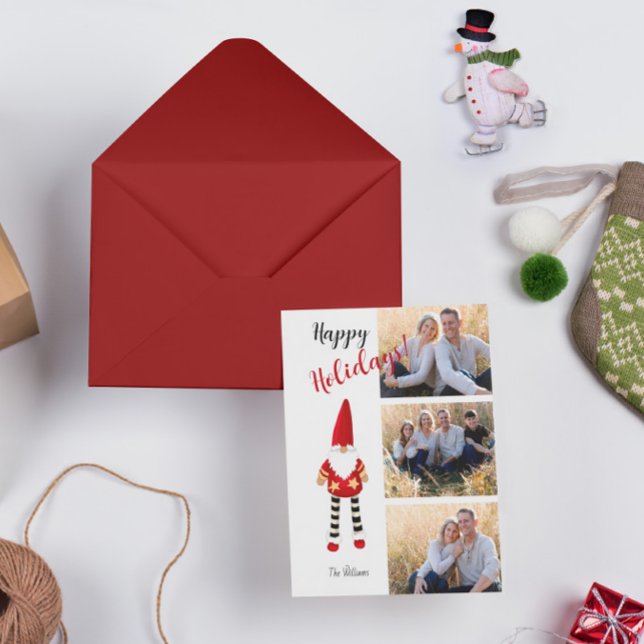 Cartão De Festividades Foto múltipla com Papais noeis ilustrados (Criador carregado)
