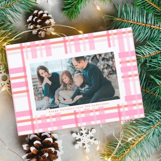 Cartão De Festividades Foto Múltipla da Xadrez de Natal do Modern Cotten (Criador carregado)