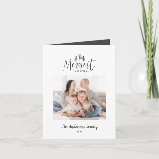 Cartão De Festividades Foto múltipla rústica de Natal moderna (Frente)