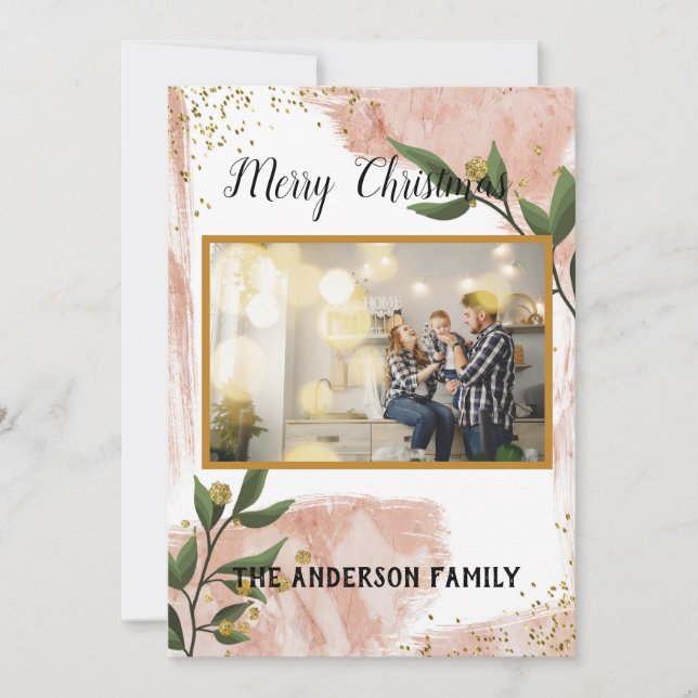Cartão De Festividades Foto múltipla rústica de Natal moderna (Frente)