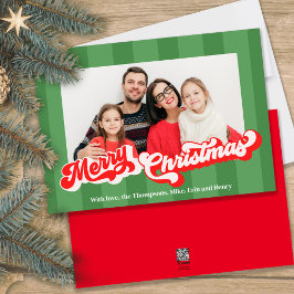 Cartão De Festividades Foto múltipla vermelha e verde do script retroativ