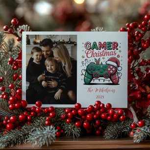 Cartão De Festividades Foto Natal de Gamer Divertido