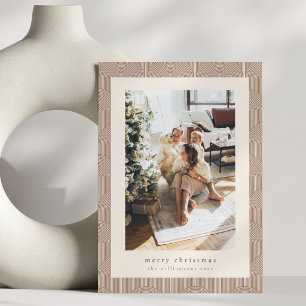 Cartão De Festividades Foto Natal Neutro Bege Retro Arco
