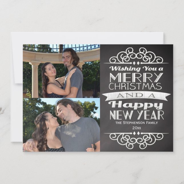 Cartão De Festividades Foto: Natal Personalizado do Chaklboard (Frente)