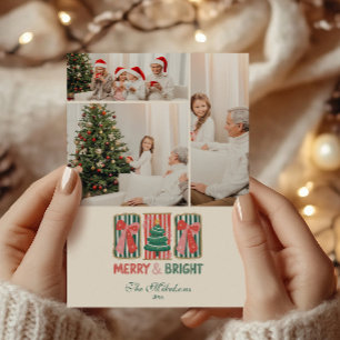 Cartão De Festividades Foto Natal Retro Alegre e Brilhante