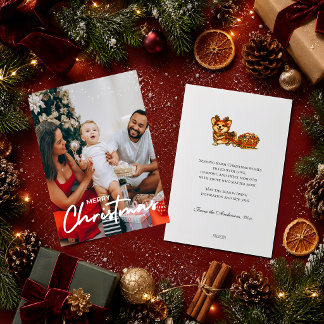 Cartão De Festividades Foto Natalina Aconchegante Corgi Rena Sleigh Retro