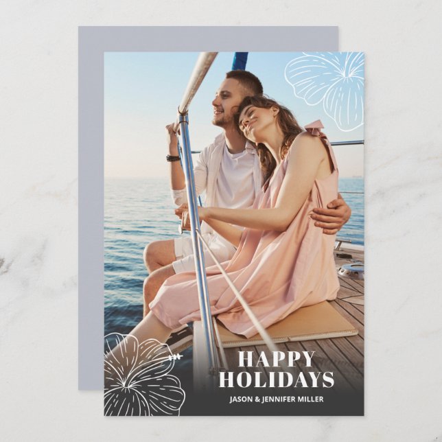 Cartão De Festividades Foto oral oral tropical havaiana branca (Frente/Verso)