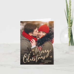 Cartão De Festividades FOTO Ouro moderno Saudação de Natal