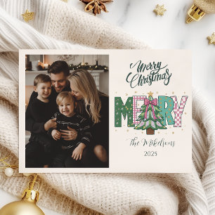 Cartão De Festividades Foto Patchwork Pastel Feliz Natal