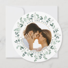 Cartão De Festividades Foto Personalizada Casamento Eucalyptus Salvar A D