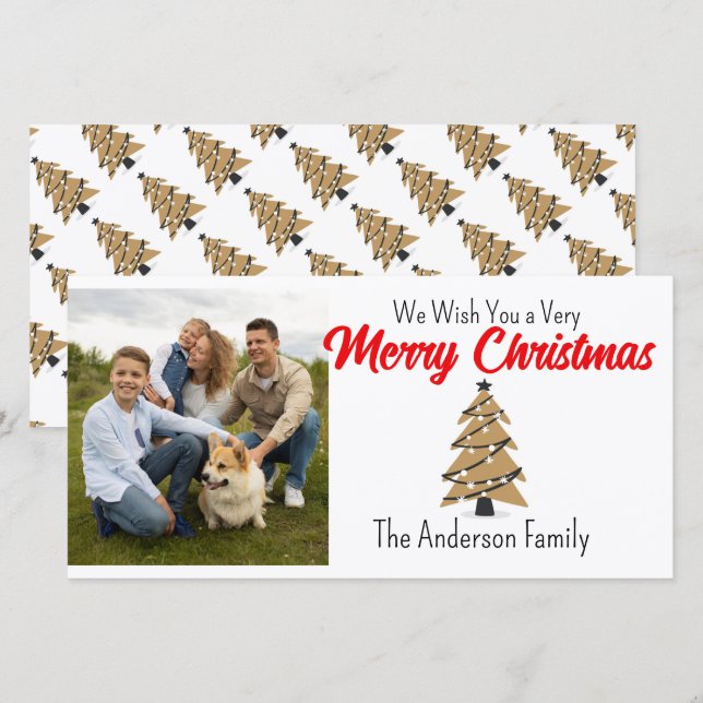 Cartão De Festividades Foto personalizada com árvores de Natal (Frente/Verso)