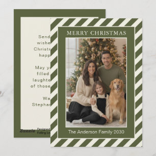 Cartão De Festividades Foto Personalizada com Listras de Creme Oliva da F