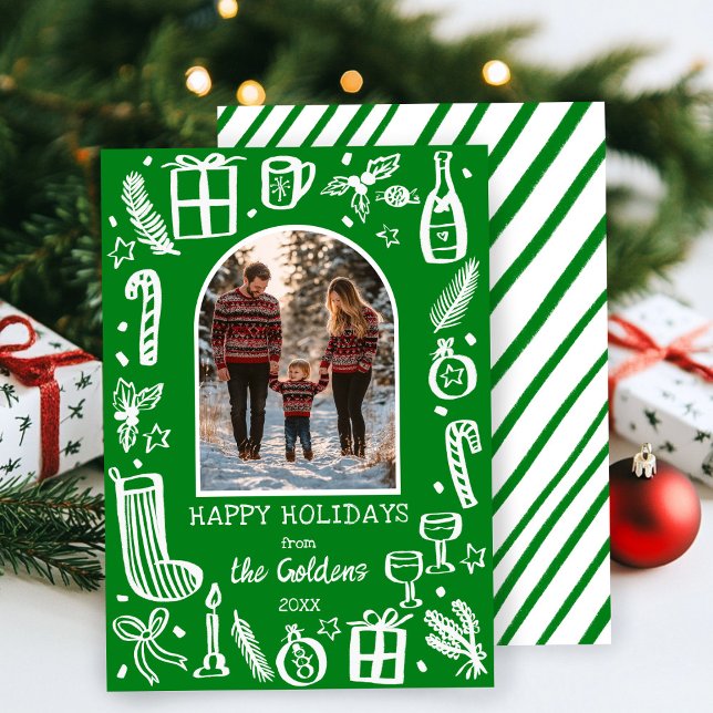 Cartão De Festividades FOTO Personalizada Da Arca Fofa De Natal Whimsso (Whimsical Christmas Cute Custom Arch PHOTO Holiday Card
)