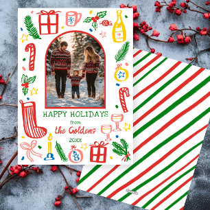 Cartão De Festividades FOTO Personalizada Da Arca Fofa De Natal Whimsso