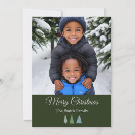 Cartão De Festividades Foto Personalizada da Árvore de Natal Verde