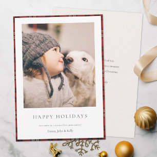 Cartão De Festividades Foto Personalizada da Borda do Tartan