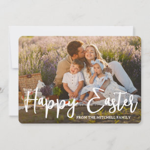Cartão De Festividades Foto Personalizada da Família Feliz Páscoa