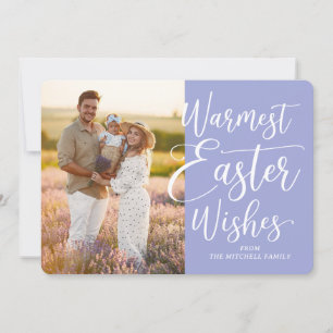 Cartão De Festividades Foto Personalizada da Família Feliz Páscoa Violeta