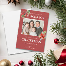 Foto Personalizada da Família Poinsettia Vermelha 