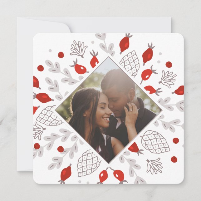 Cartão De Festividades Foto personalizada da Folhagem de inverno no Natal (Frente)