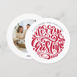 Cartão De Festividades Foto personalizada da tipografia do Natal Vermelho