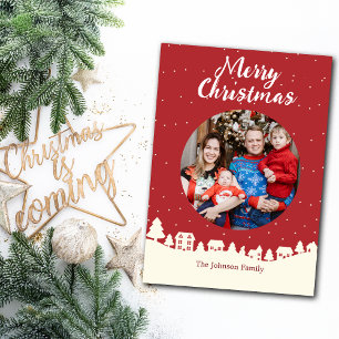 Cartão De Festividades Foto personalizada da vila de Natal