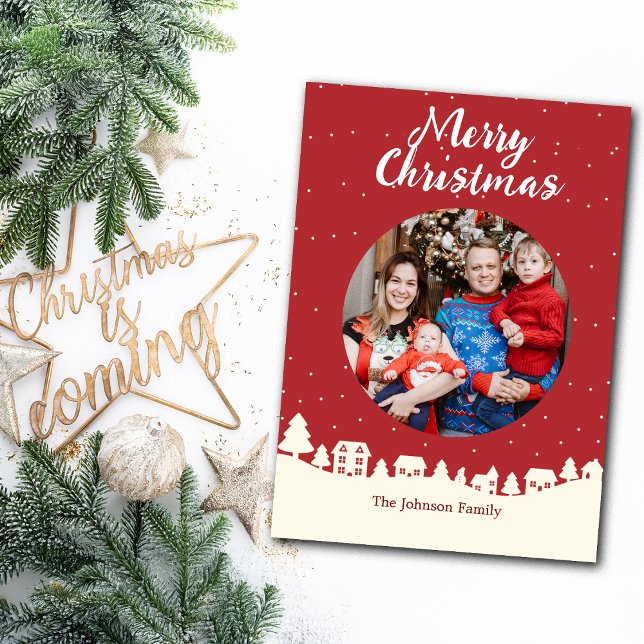 Cartão De Festividades Foto personalizada da vila de Natal (Criador carregado)