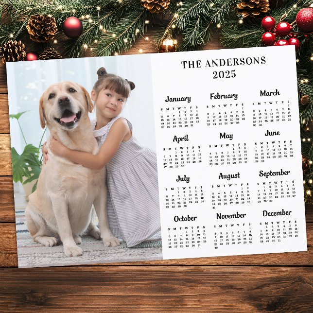Cartão De Festividades Foto personalizada de 2026 Calendar Pet Dog Kids A (Criador carregado)