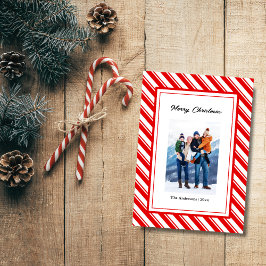 Cartão De Festividades Foto Personalizada de Cane de Doces de Natal Feliz