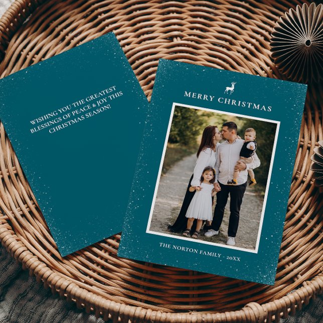 Cartão De Festividades Foto Personalizada De Flocos De Neve Simples De Pe (Criador carregado)