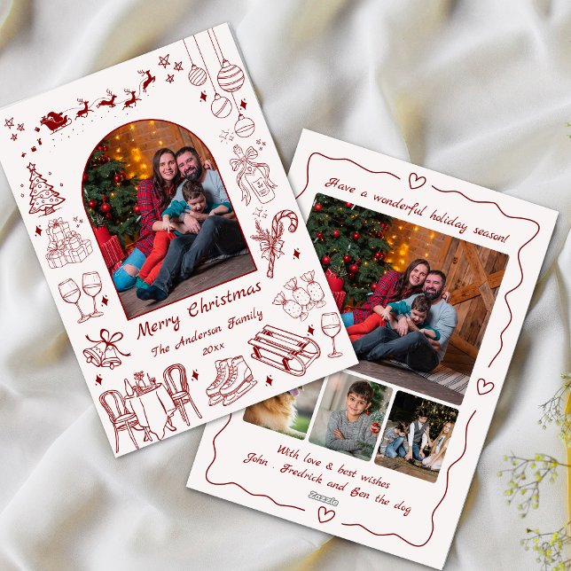 Cartão De Festividades Foto personalizada de natal de um lindo rabisco, d (Criador carregado)