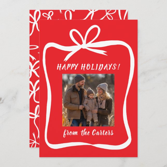 Cartão De Festividades FOTO PERSONALIZADA DE Natal do Quadro de Friso de  (Frente/Verso)