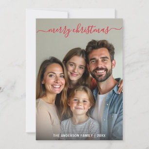Cartão De Festividades Foto personalizada de Natal Elegante minimalista m