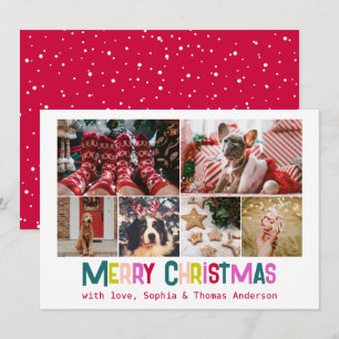 Cartão De Festividades Foto personalizada de Natal feliz e alegre 6