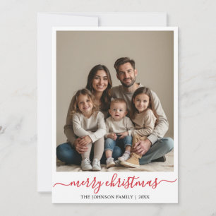 Cartão De Festividades Foto personalizada de Natal minimalista moderna